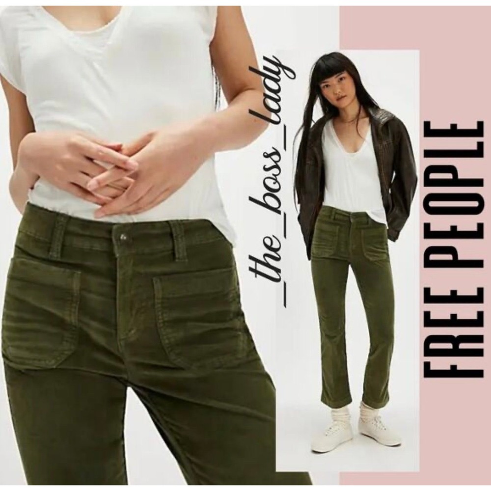 Free People High Time Velvet Kick High Rise Pants Prairie Earthy Boho Indie Fall